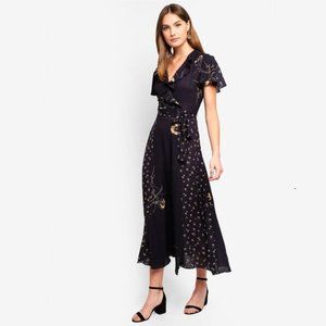 LAST CHANCE French Connection Mahi Crepe V-Neck Belted Maxi Dress